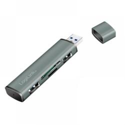 LogiLink USB 3.2 Gen2 2-port hub with card readers with aluminum casing (UA0394)