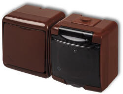  Aquastar falon kívüli kapcsoló csapófedeles dugalj vízszintes barna IP54 22011B (22011B)