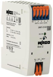 WAGO Tápegység 24VDC 60W 2, 5A DIN-sínre WAGO 2687-2143 Eco2 (2687-2143) - lumenet