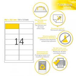 TopStick Etikett címke 99.1x38.1 mm szegéllyel 100 ív 1400 db/doboz (8757) (8757)