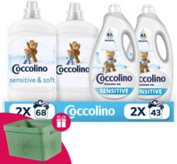 Coccolino Sensitive Mosószer és öblítő, 6, 84 l (222 adag) - aqua