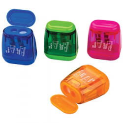 Centrum Hegyező 2 lyukú műanyag tartályos 4, 2x2, 5x5 cm vegyes színek (88835) (88835)