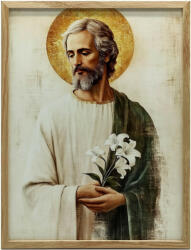  FESTMÉNY VÁSZONRA SZENT JÓZSEF EGY CSOKOR LILES KERET NÉLKÜL 50x70