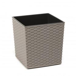 Lamela JUKA ECO WOOD RATAN virágcserép, 25×25 cm, 26 cm magas, szürke (1311119407)
