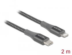 Delock Adat- és Töltőkábel USB Type-C Lightning IPhone, IPad és IPod Készülékhez Szürke 2 m M