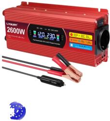  Power Inverter, 1500W/2000W/2600W csúcsteljesítmény, hatékony DC -re AC konverzió, 2000W Peak Red