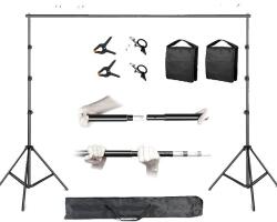  Photo Video Studio háttérállvány, állítható teleszkópos rendszer, hordtáska, 2, 6x3m, Új rugalmas homokzsák