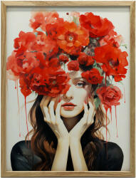  MÁKKAL DÍSZÍTETT VÁSZONFESTŐ NŐ 70x100 CM KERET NÉLKÜL VÁSZON