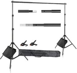  Háttérállvány, állítható magasság 79cm-260 cm, 4 kg-os terhelési kapacitás, Rugalmas homokzsák, 2, 6x3m