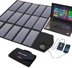  Hordozható napelem, összecsukható kialakítás, több eszköz töltés, Fekete