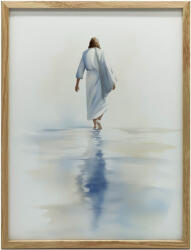  Jezus spacerujący po wodzie, 50x70 cm, rama drewniana ciemny brąz, papier matowy 230 gsm