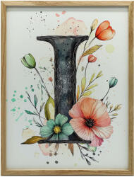  VÁSZON FESTMÉNY I. BETŰ VIRÁGAL 50x70 CM KERET NÉLKÜL PREMIUM VÁSZON