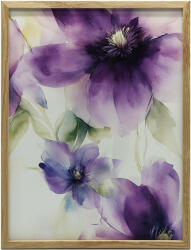  VÁSZON FESTMÉNY FALHOZ CLEMATIS ÁLOM KERETTEL 70x100 CM