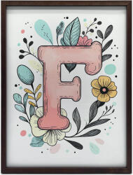  Alumínium Keretes Plakát Falra Arany F Betű Virágok 60x90 Cm