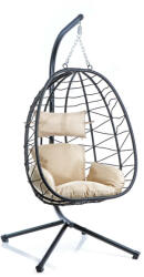 Rattan Függőszék bel- és kültérre kerettel és ülőpárnával 64739