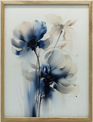  VÁSZON FESTMÉNY Akvarell VIRÁGOK KÉK KERET NÉLKÜL 50x70 CM