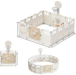 Baby Playpen, összecsukható kialakítás, kosárlabda karika és 50 színes gödörgolyó, Tejfehér