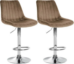Toni bársony bárszék 2 db-os szett barna-krómozott fém 324062