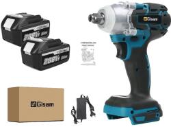  Vezeték nélküli elektromos ütközéskulcs, 18 V kefe nélküli motor, ergonómikus kialakítás, 2 akkumulátor