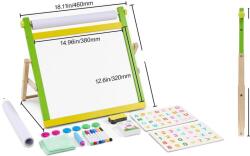  Kétoldalas Mágneses Rajztábla Gyerekeknek - Fa Festőállvány Készlet