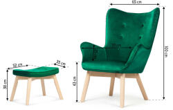 Sofotel Kárpitozott fotel lábtartóval sofotel norse sötétzöld (TE2046)