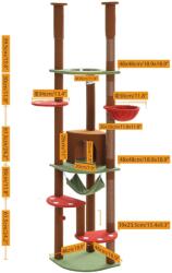  Állítható magasságú macskafa, stabil kialakítás, többszintű platformok, AMT0119BN, XL