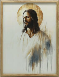 VÁSZON KÉP JÉZUSFALHOZ CSENDBEN FA KERETBEN 70x100 CM