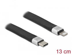 Delock FPC Lapos Csík Kábel USB Type-C Lightning IPhone, IPad és IPod Készülékhez 13 cm