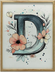  VÁSZONFESTMÉNY FALBA D BETŰ VIRÁGKERETRE 50x70 CM
