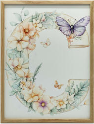  FESTMÉNY VÁSZONVIRÁGRA C BETŰ PILLANGÓVAL VÁSZON PREMIUM 50x70