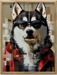  VÁSZON FESTMÉNY HUSKY SZEMVEGVEL PREMIUM VÁSZON 70x100 CM KERET NÉLKÜL