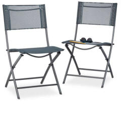  2 db Összecsukható Kerti Szék - Szürke