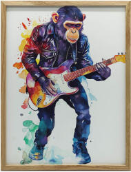  VÁSZON FESTŐ MAJOM GItárral VÁSZON PREMIUM KERET NÉLKÜL 70x100 CM