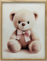  VÁSZNAFESTMÉNY ARUKOS MEDVE RÓZSASZÍN CSOMAKKÖNYVBEN 70x100 CM KERET NÉLKÜL