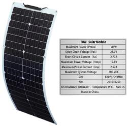  50W rugalmas napelemes panel, nagy hatékonyságú, vízálló kialakítás, 19, 8 V 50W