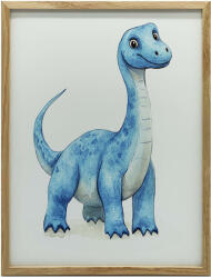  FALI PLAKÁT FA KERETBEN KÉK DINOSZAURUS 70x100 CM
