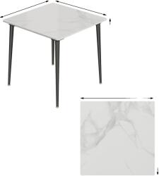  Étkezőasztal, négyzet alakú kialakítás, márvány kivitel, Fehér