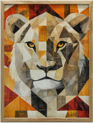  ALUMÍNIUM KERETES FALI PLAKÁT OROSZLÁN GEOMETRIÁBAN 70x100 CM