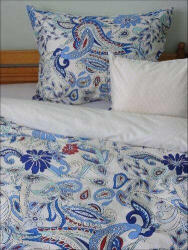  Prémium Pamut-Szatén Ágyneműhuzat - Kék Indás - 5 részes