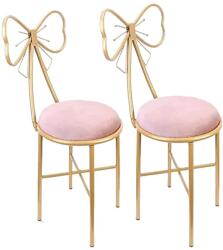  Rózsaszín bársony székek, öltözködés hiúság, íj háttámla, Rózsaszín