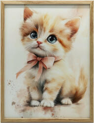  Uroczy kotek z różową kokardą, 70x100 cm, rama drewniana ciemny brąz, papier matowy 230 gsm