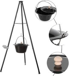Goulash Kettle, 10 Litres Capacity, Enamelled Finish, Telescopic Tripod Frame, Chain Height Adjustment,