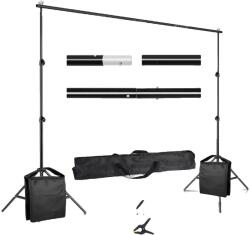  Háttérállvány, állítható magasság 79cm-260 cm, 4 kg-os terhelési kapacitás, Új hozzáadása homokzsák, 2x3m