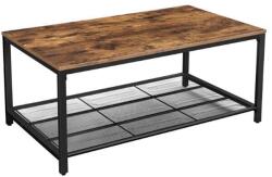 VASAGLE dohányzóasztal tárolópolccal, téglalap alakú, forgácslap és fém, rusztikus barna, 106x60x45 cm