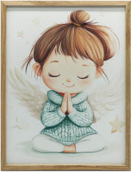  VÁSZFESTÉS FALRA, KISANGYAL IMÁJA KERETTEL 50x70 CM