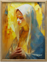  FESTMÉNY VÁSZONRA MÁRIA AZ ISTENI SUGÁRAIBAN KERET NÉLKÜL NÖVETTE 30x40 CM