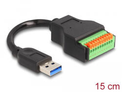 Delock A-típusú USB 3.2 Gen 1 Kábel Apa Terminal Block Adapter Lenyomó Gombbal 15 cm