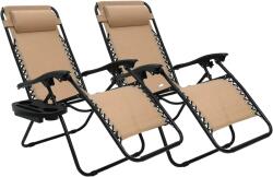 Nulla gravitációs szék, összecsukható kialakítás, állítható fekvőhelyzetek, Bézs 2dbs