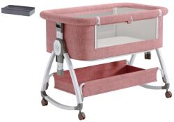 Babaágy, sokoldalú 3-in-1 kialakítás, kényelmes alvófelület, Babaágy rózsaszínű
