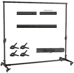 Foto video stúdió háttérállvány, állítható teleszkópos, hordtáskák, 2x3m, Kerekekkel